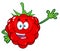 Happy Raspberry Fruit Cartoon Mascot Character Waving For Greeting