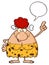 Happy Red Hair Cave Woman Cartoon Mascot Character Pointing With Speech Bubble
