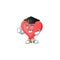 Happy red love balloon wearing a black Graduation hat