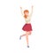 Happy Redhead Woman Standing Raising Up Hands Cheering About Something Vector Illustration