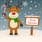 Happy Reindeer & Merry Christmas Sign