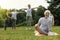 Happy retired woman beaming after exercising outdoors