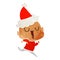 happy retro cartoon of a bald man wearing santa hat