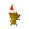 happy retro cartoon of a bear giving thumbs up wearing santa hat