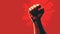 Happy Revolution Day. People raise their fists. Fist up on red background Protest propaganda, Comix style