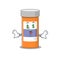 Happy rich cartoon concept of pills drug bottle with money eyes