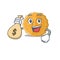 Happy rich chinese mooncake cartoon character with money bag