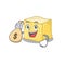 Happy rich creamy butter cartoon character with money bag