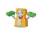 Happy rich pencil sharpener character with money on hands