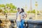 Happy romantic couple in Paris in Tuileries garden