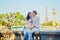 Happy romantic couple in Paris, in Tuileries garden