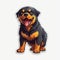 Happy Rottweiler Dog Sticker In Cartoon Style