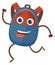 Happy running backpack. Cartoon cheerful school mascot