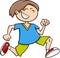 Happy running boy cartoon