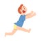 Happy Running Naughty Little Boy Cartoon Style Vector Illustration