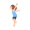Happy Running Naughty Little Girl Cartoon Style Vector Illustration on White Background
