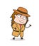 Happy Running Pose - Female Explorer Scientist Cartoon Vector