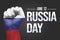 happy russia day or Modern Abstract Background with Fist Painted with russia flag. New 12th of june backdrop concept