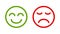 Happy and sad emoji faces line icon, cartoon emoticons signs â€“ vector