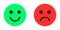 Happy and sad emoji smiley faces line art vector icon for apps and websites