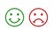 Happy and sad emoji smiley faces line icon, cartoon emoticons signs â€“ vector