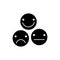 Happy and sad face icon. Dissatisfied emotion. Outline silhouette shape. Flat design. Vector illustration. Stock image.