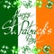 Happy Saint Patrick`s Day Ireland phrase word lettering typographic ink clover shamrock flag art vector