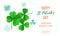 Happy Saint Patrick`s day sale banner with shamrock clover on white background. Vector St Patrick sale lettering