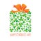 Happy Saint Patrick`s Day scatter shamrock card.