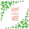 Happy Saint Patrick`s Day scatter shamrock card.