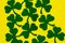 Happy Saint Patrick`s of handmade paper clover leaves