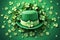 Happy Saint Patricks day. Banner with traditional green hat. Generative AI
