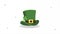 happy saint patricks day card with leprechaun tophat and clover