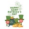 Happy saint patricks day label with leprechauns character