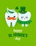 Happy saint Patrickâ€™s Day - Tooth couple character design in kawaii style.