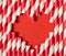 Happy Saint valentine day concept. Close up view photo of heart made of striped straws