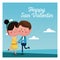 Happy san valentine card cheerful couple blue sky