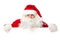 Happy Santa Claus behind blank sign