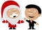 Happy Santa Claus with business man