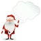 Happy Santa Claus character with a speech bubble for design banners, postcards, flyers and more. Illustration Merry Christmas .