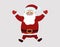 Happy Santa Claus jumps. Christmas character isolated. Vector flat illustration