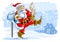 Happy Santa Claus postman with Christmas letters