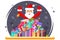 Happy Santa Claus Shopping Pile Goods Christmas Gifts Boxes Flat