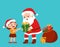 happy santa give present to kids