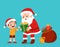 happy santa give present to kids