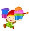 Happy Santa\'s Elf Runs With Gift