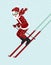 Happy Santa skiing down a mountain