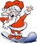 Happy Santa on snowboard