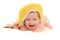 A happy satisfied baby, toddler, newborn, baby covered with a towel after bathing, hygiene in babies, healthy sleep conception, co