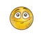 Happy, satisfied and smiling emoji, part of a large collection of quirky and unique emoticons.